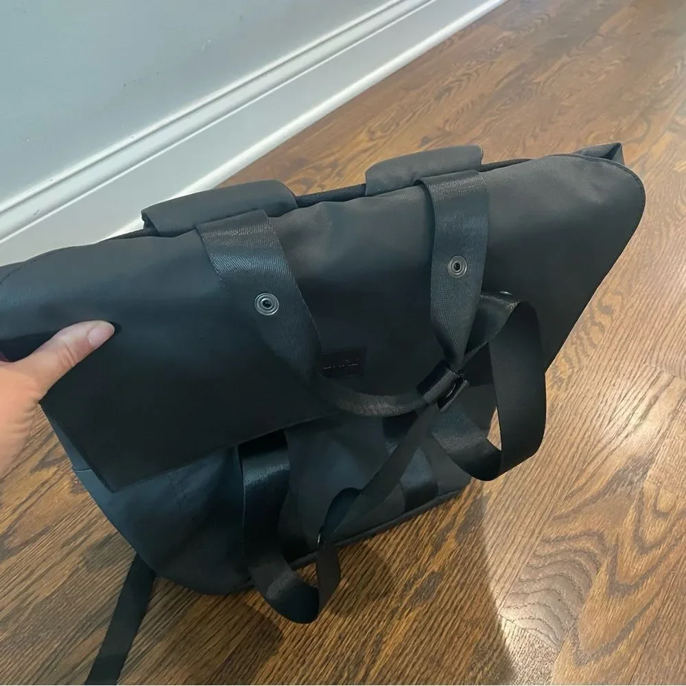UNRL Black Vinyl Zip Up Waterproof Backpack Tote